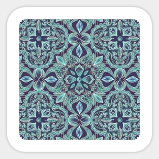 Chalkboard Floral Pattern in Teal & Navy Sticker